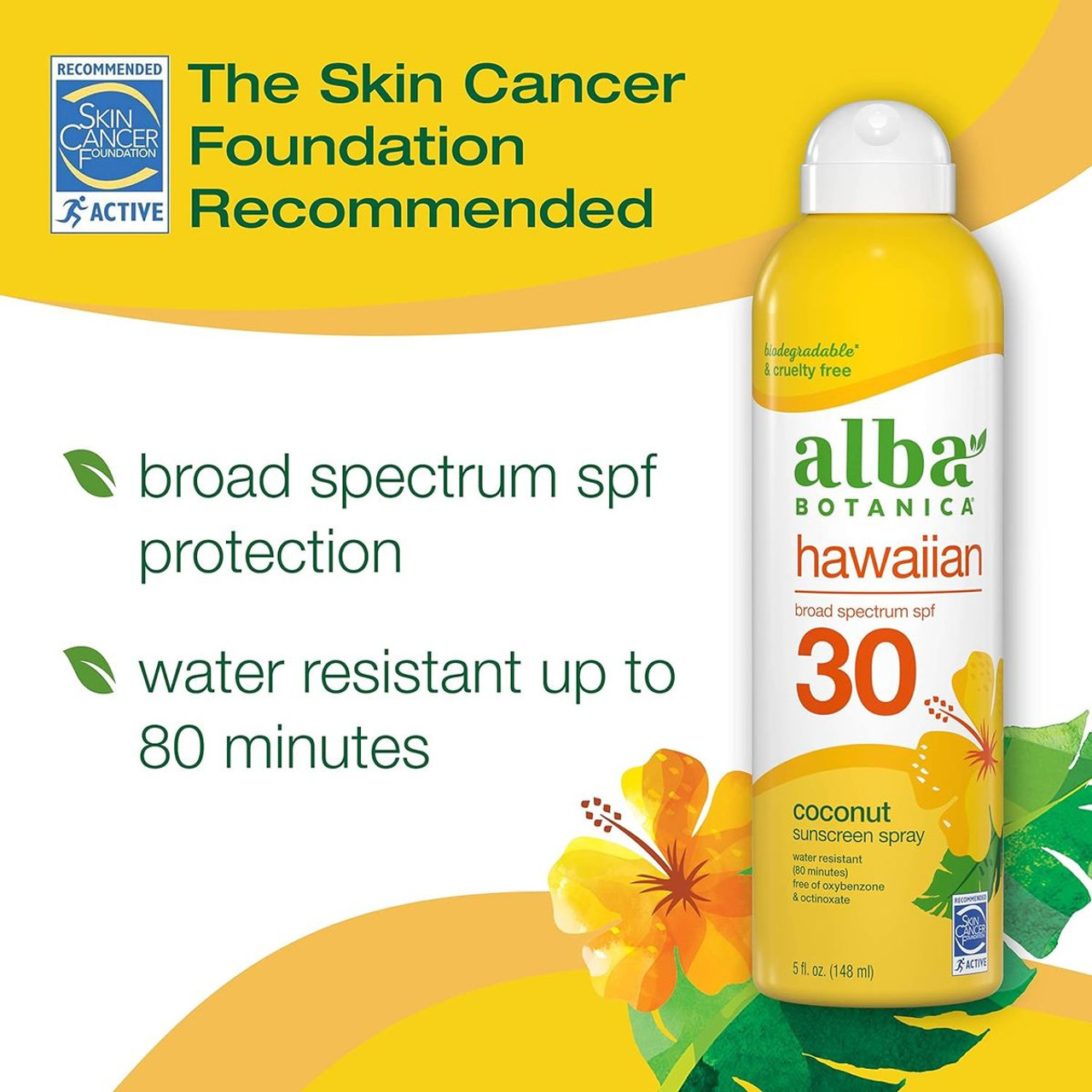 Alba Botanica Hawaiian Coconut Sunscreen Spray, SPF 30, 5 oz (3-Pack) product image