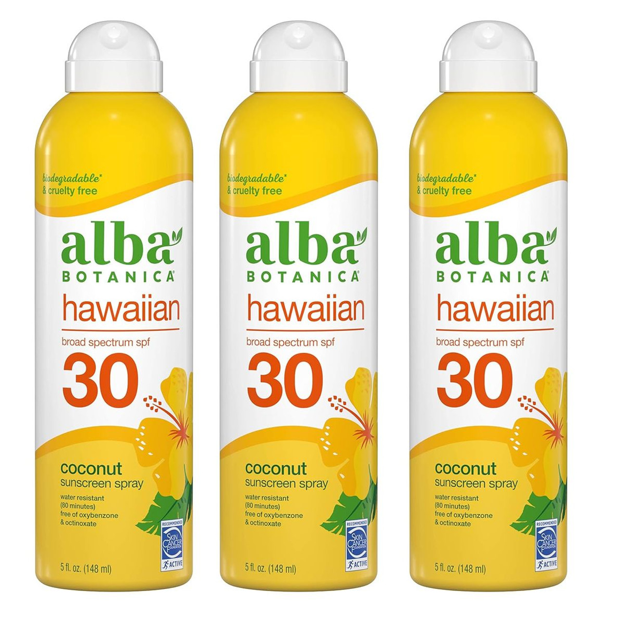 Alba Botanica Hawaiian Coconut Sunscreen Spray, SPF 30, 5 oz (3-Pack) product image