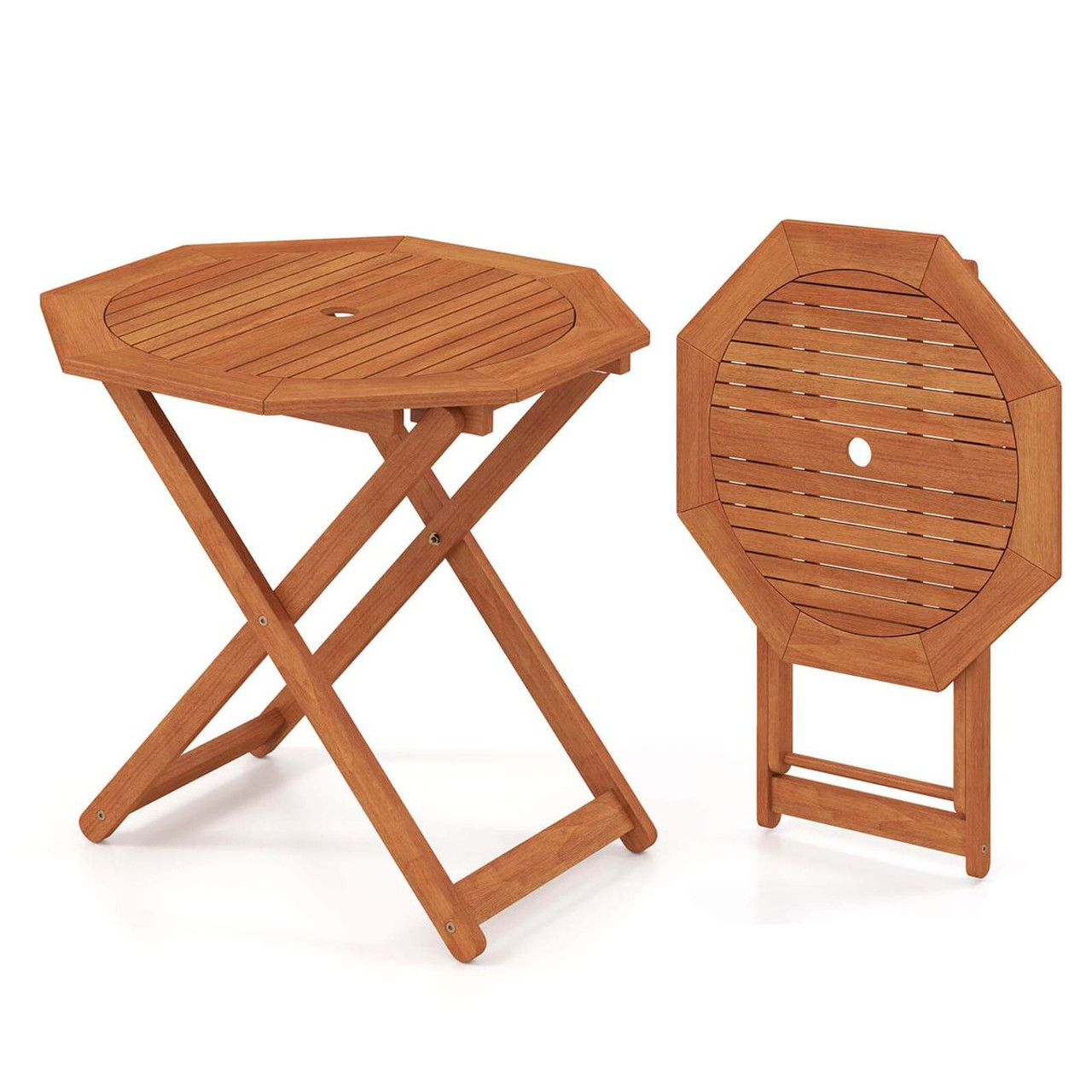 Outdoor Patio Folding Wood Dining Table for 4 with 2" Umbrella Hole product image