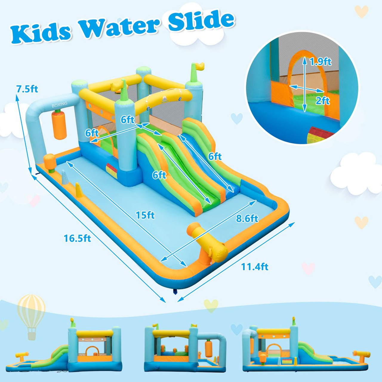 Kids Inflatable Water Slide Bounce House with Blower product image