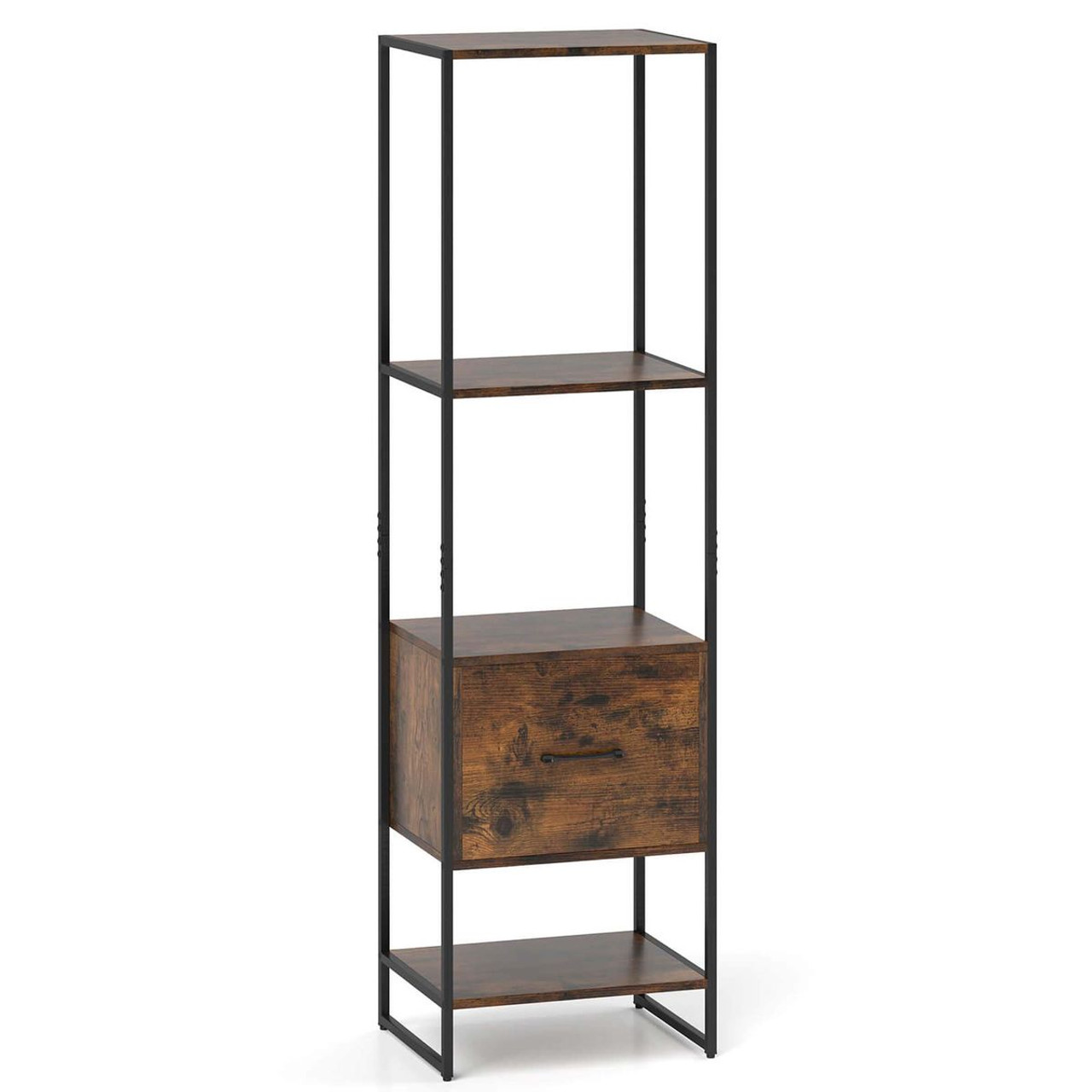 5-Tier Bookshelf with Open Shelves and Drawers product image