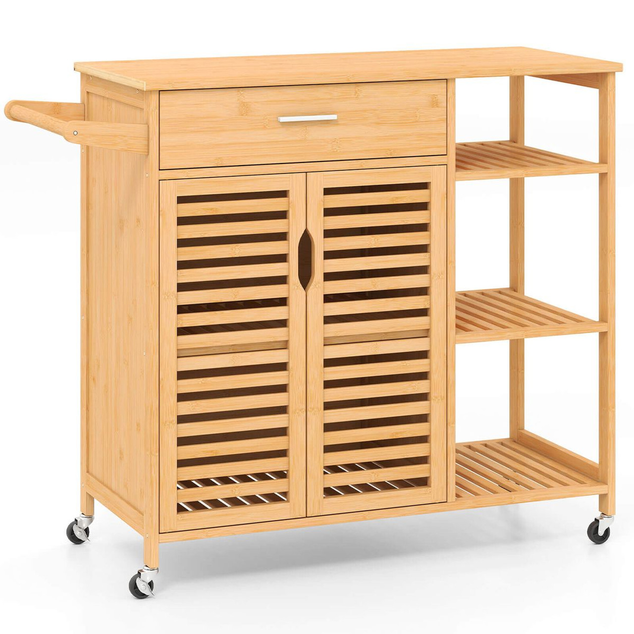 35.5" Bamboo Kitchen Island Cart with Lockable Wheels  product image