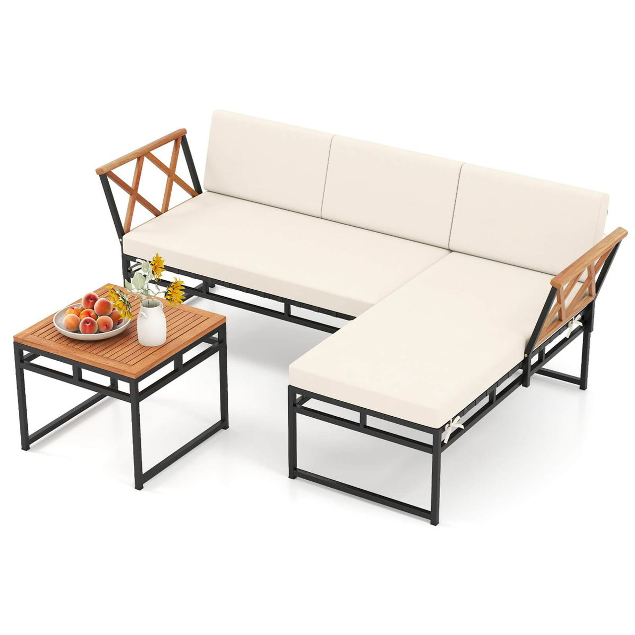3-Piece L-Shaped Patio Furniture Set with Loveseat  product image
