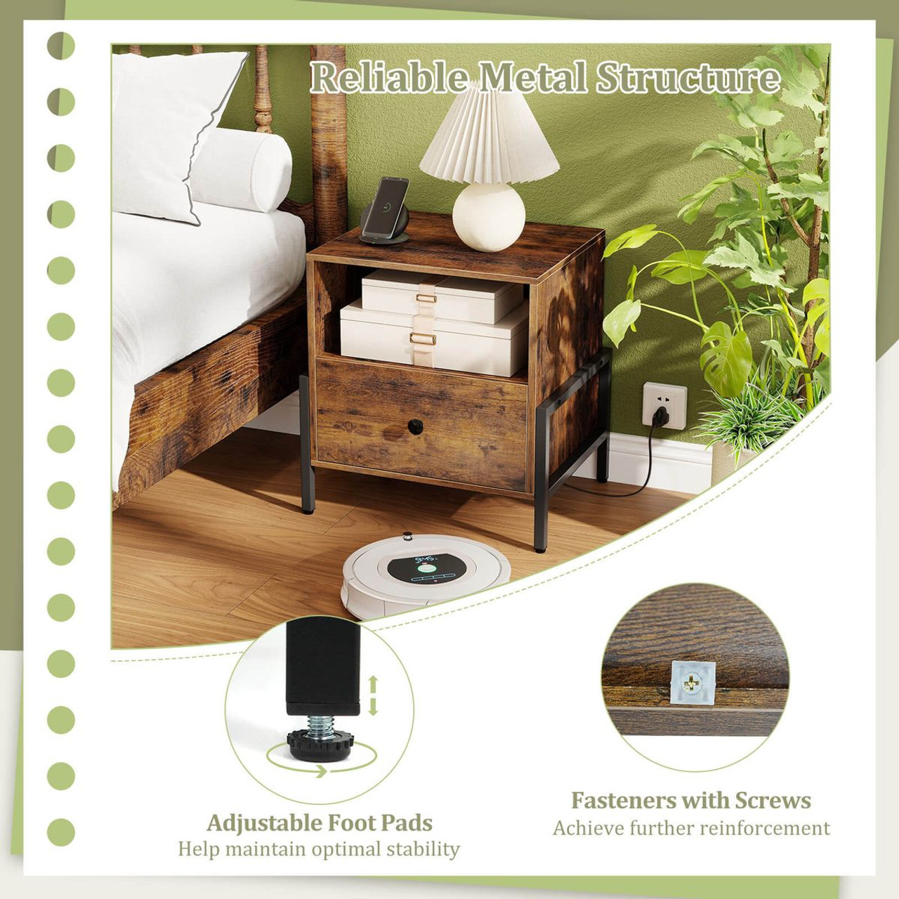 Nightstand with Charging Station (Set of 1 or 2) product image