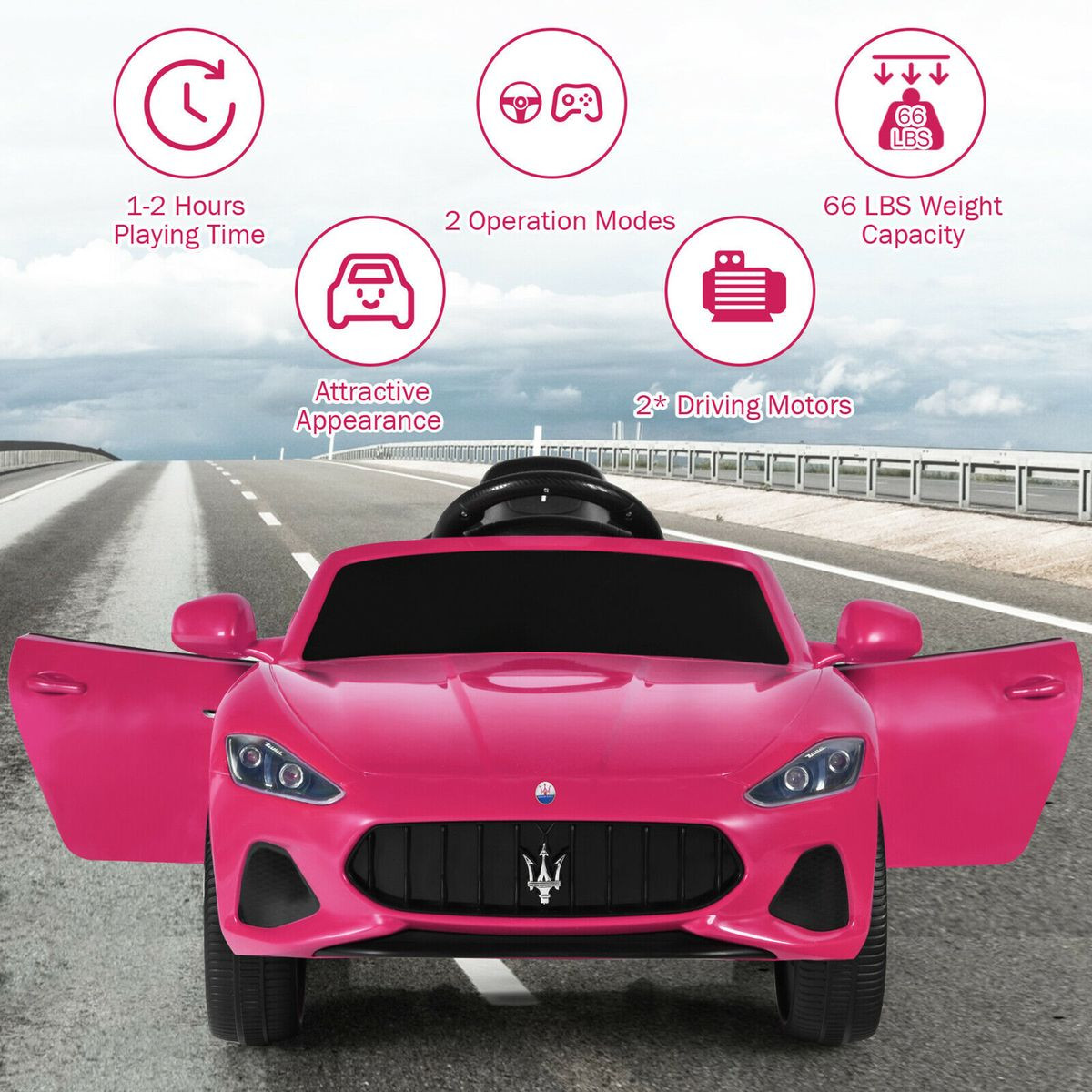 12V Kids' Maserati GranCabrio Licensed Ride-On Car with Remote Control product image