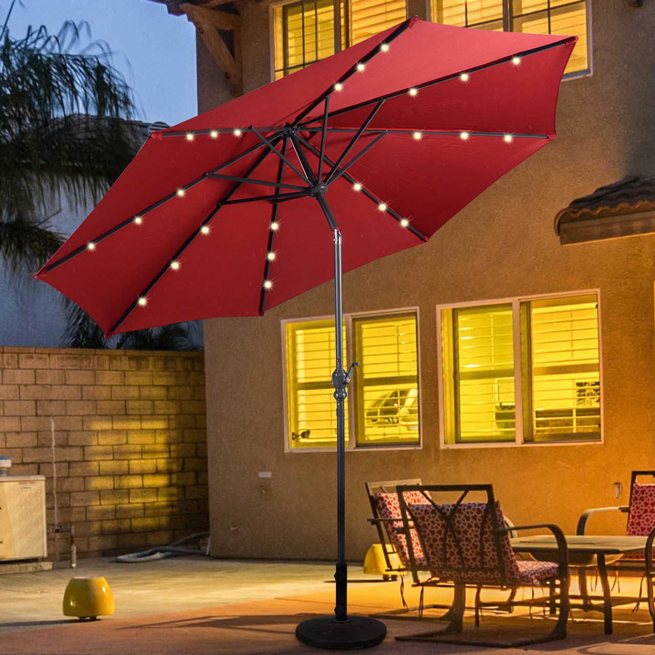 10-Foot Solar LED Tilt Patio Umbrella with Crank product image 10-Foot Solar LED Tilt Patio Umbrella with Crank product image