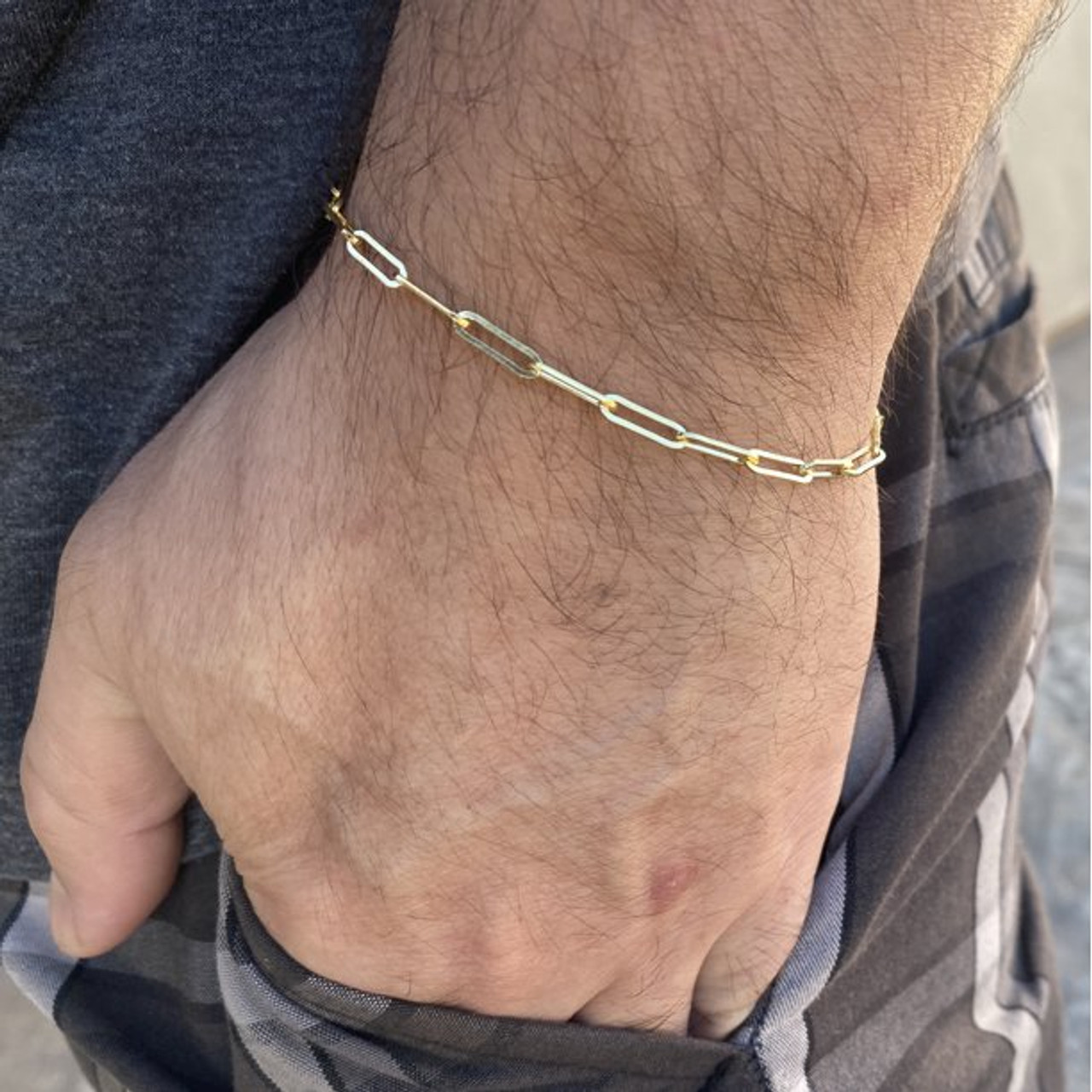 Solid 14K Gold 8-Inch Paperclip Bracelet product image