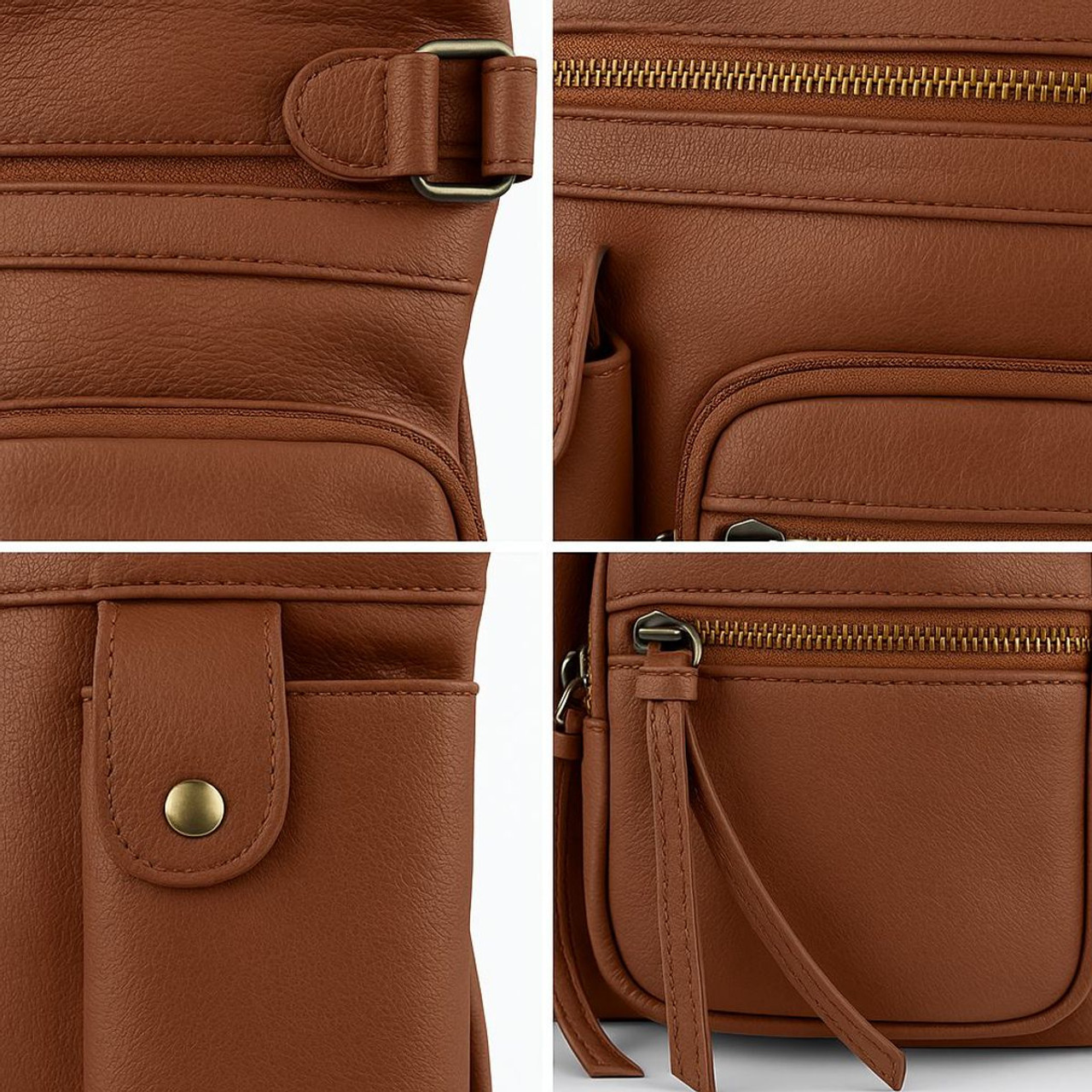 Super Soft Genuine Leather Crossbody Bag with Top Belt Accent product image Super Soft Genuine Leather Crossbody Bag with Top Belt Accent product image