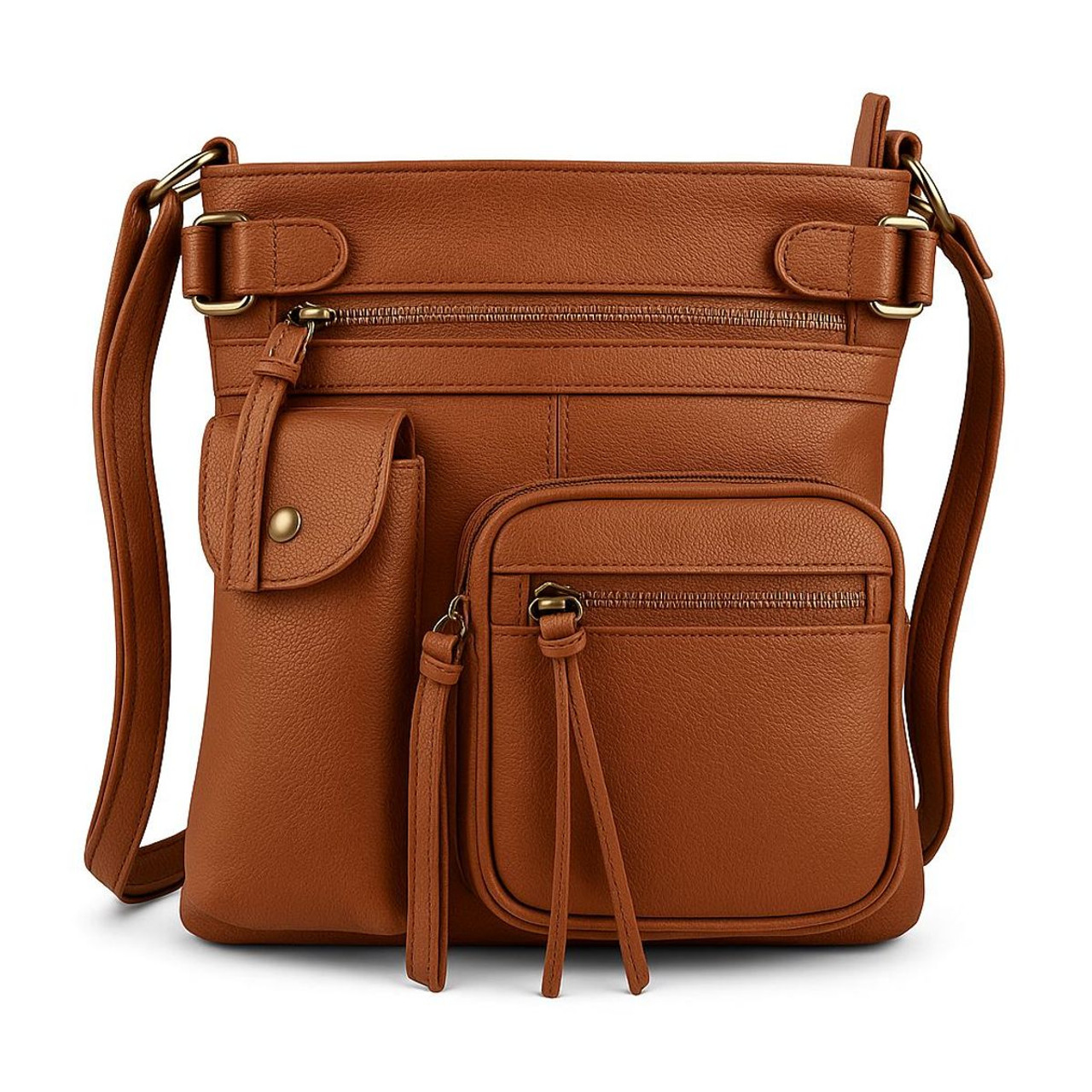 Super Soft Genuine Leather Crossbody Bag with Top Belt Accent product image Super Soft Genuine Leather Crossbody Bag with Top Belt Accent product image