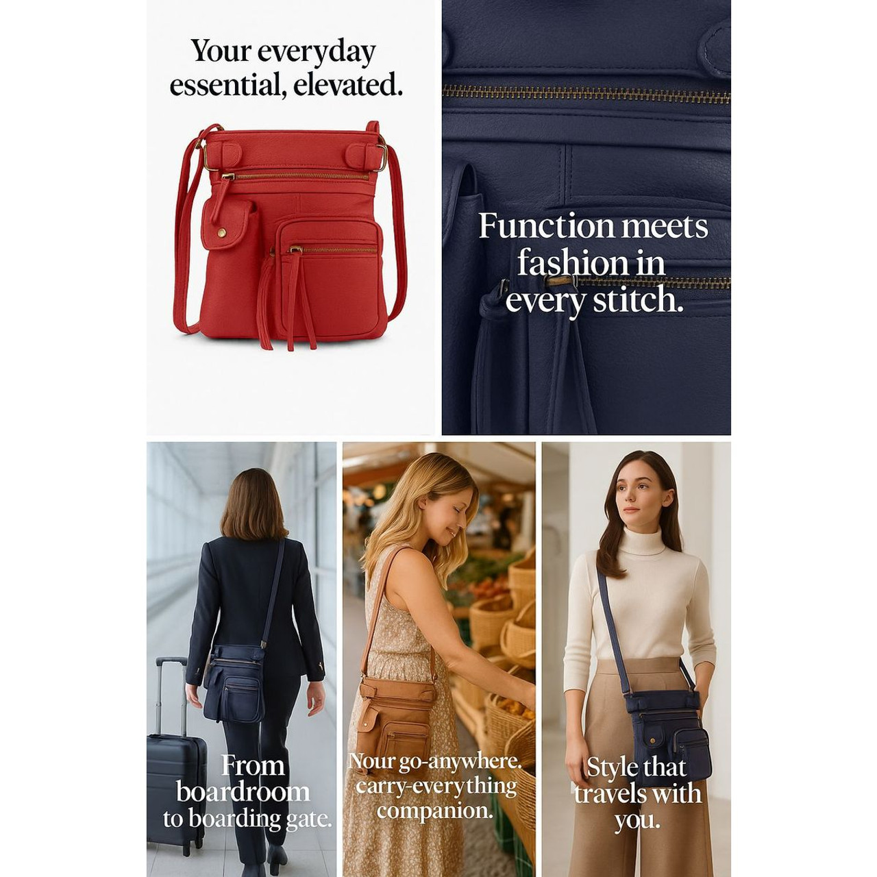 Super Soft Genuine Leather Crossbody Bag with Top Belt Accent product image Super Soft Genuine Leather Crossbody Bag with Top Belt Accent product image