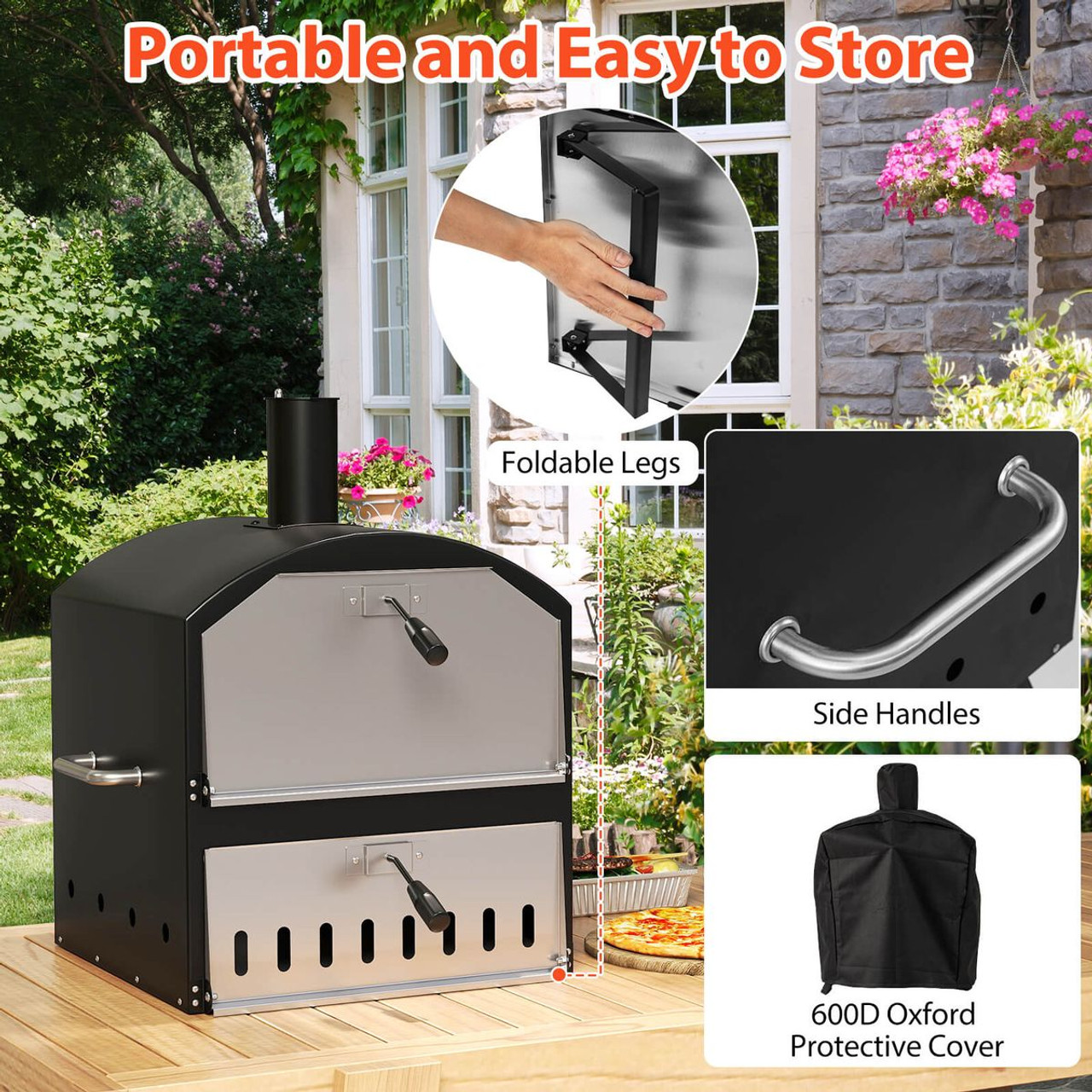 16" Outdoor Pizza Oven with Stone Peel and Grill Racks product image