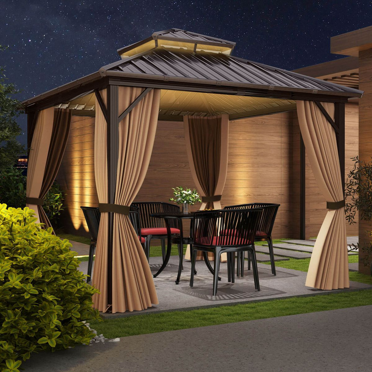 Hardtop Gazebo with Double Sidewalls product image