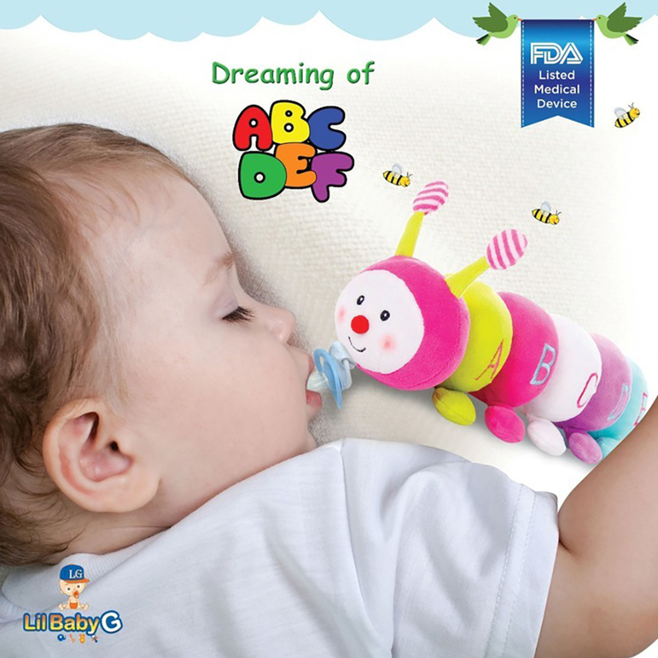 CuddlesMe™ Pacifier with Detachable Plush ABCs Learning Caterpillar product image