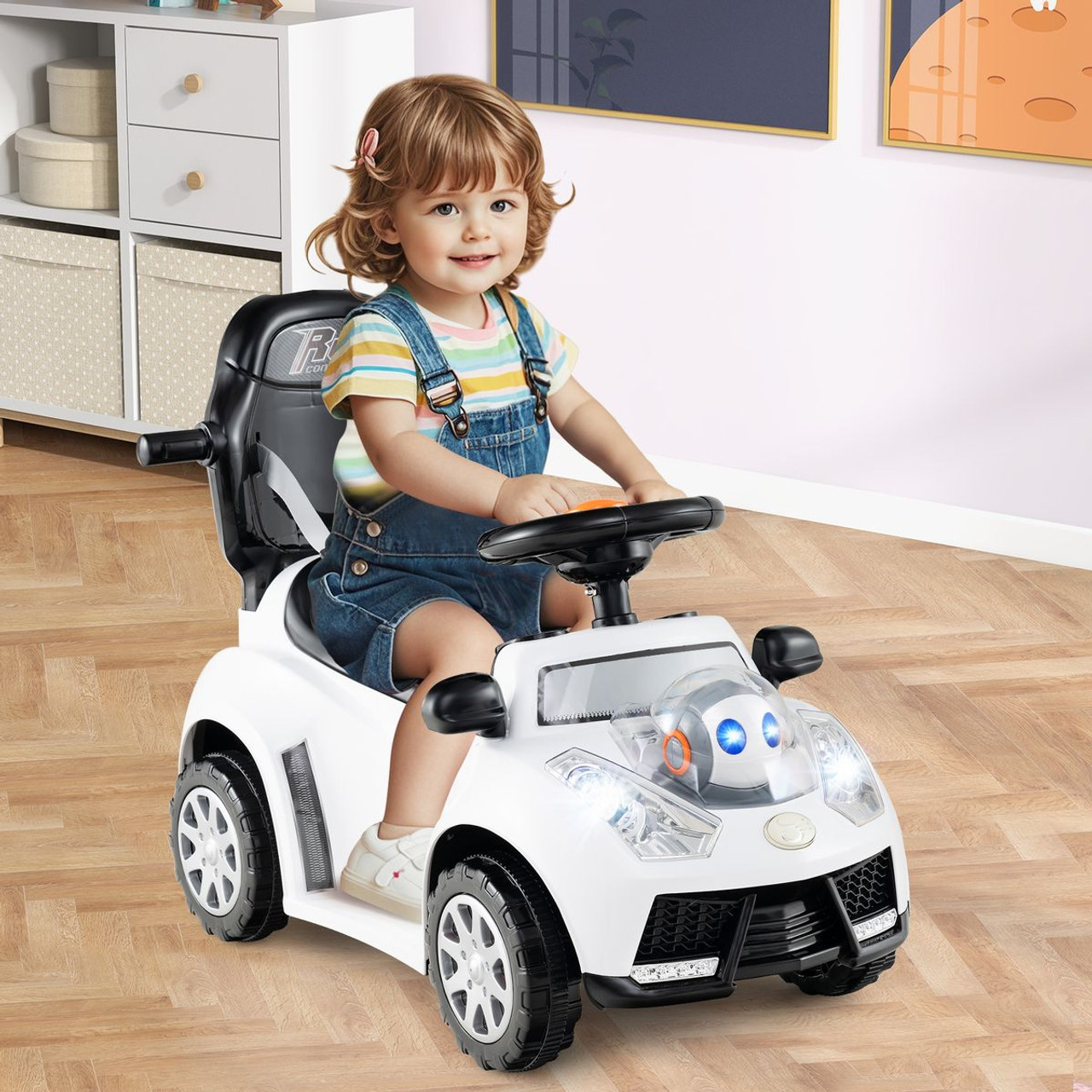 3-in-1 Push Car with Adjustable Canopy and Hidden Storage Space product image