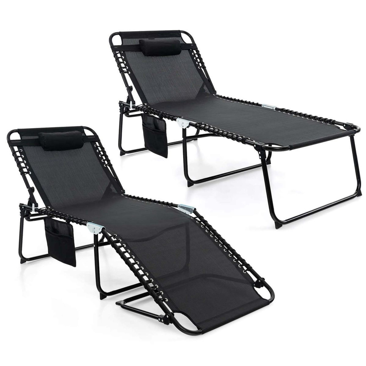 Oversize Folding Chaise Lounge with Adjustable Backrest and Footrest product image