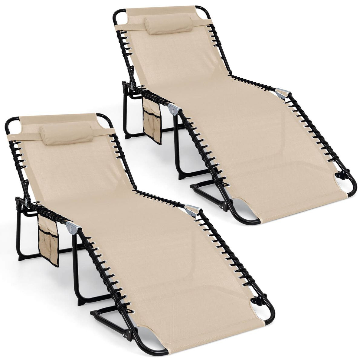 Oversize Folding Chaise Lounge with Adjustable Backrest and Footrest product image