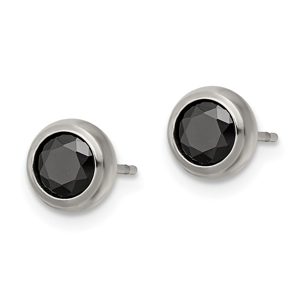 Stainless Steel 5mm Bezel Black CZ Stud Post Earrings product image Stainless Steel 5mm Bezel Black CZ Stud Post Earrings product image