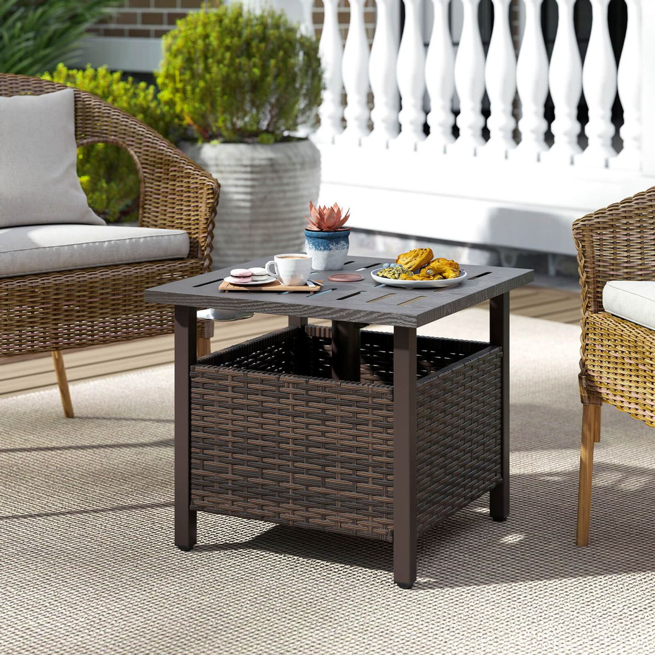Outdoor Side Table with Umbrella Hole product image