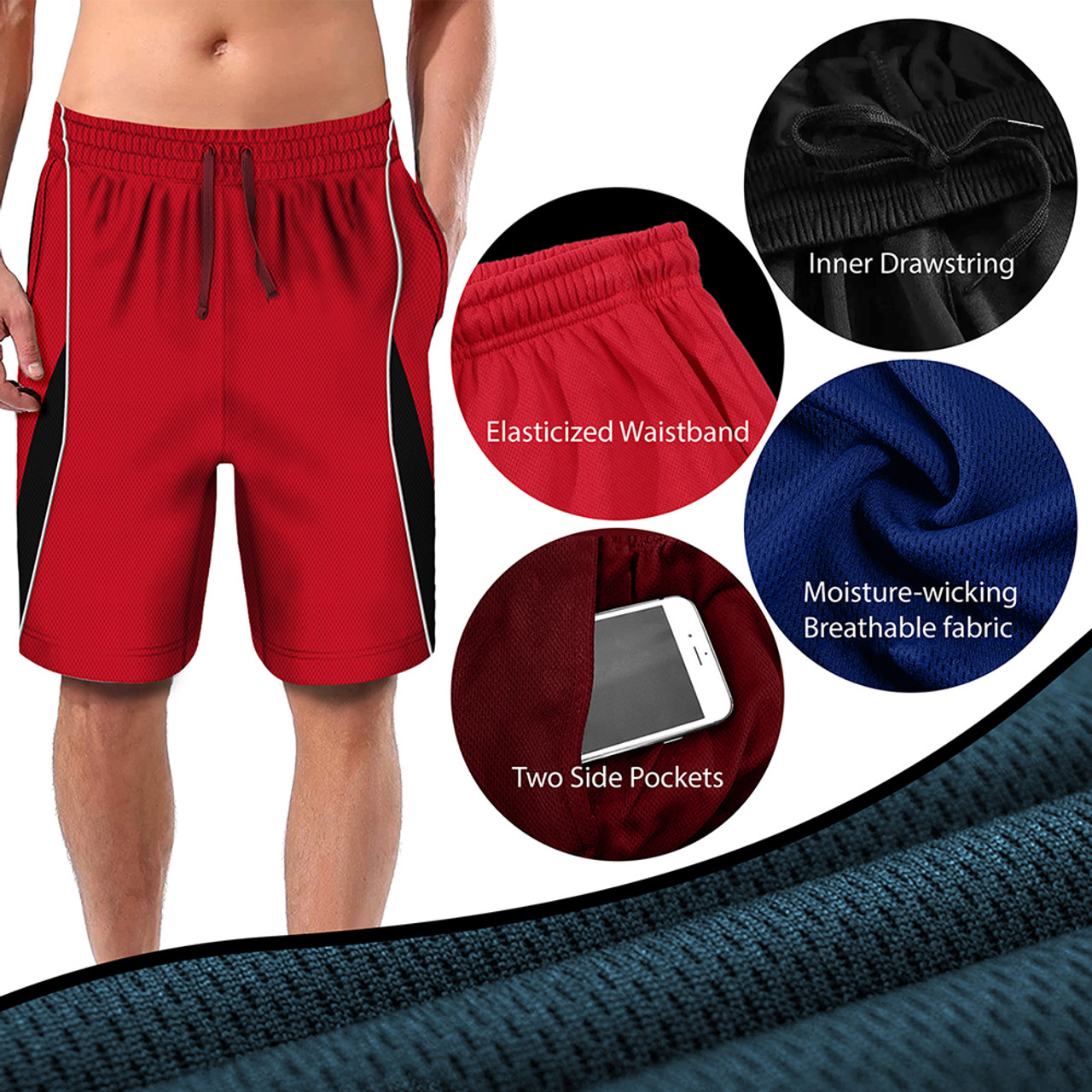 Men's Active Moisture-Wicking Mesh Performance Shorts (5-Pack) product image