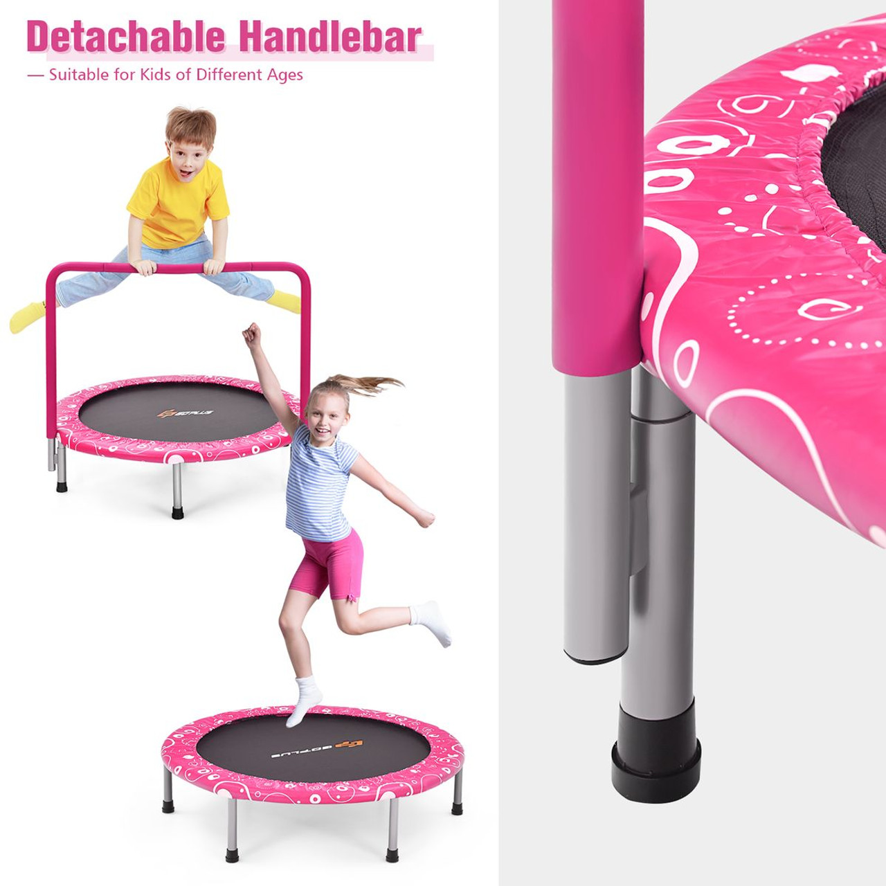 36'' Kids Trampoline Rebounder with Handrail product image 36'' Kids Trampoline Rebounder with Handrail product image