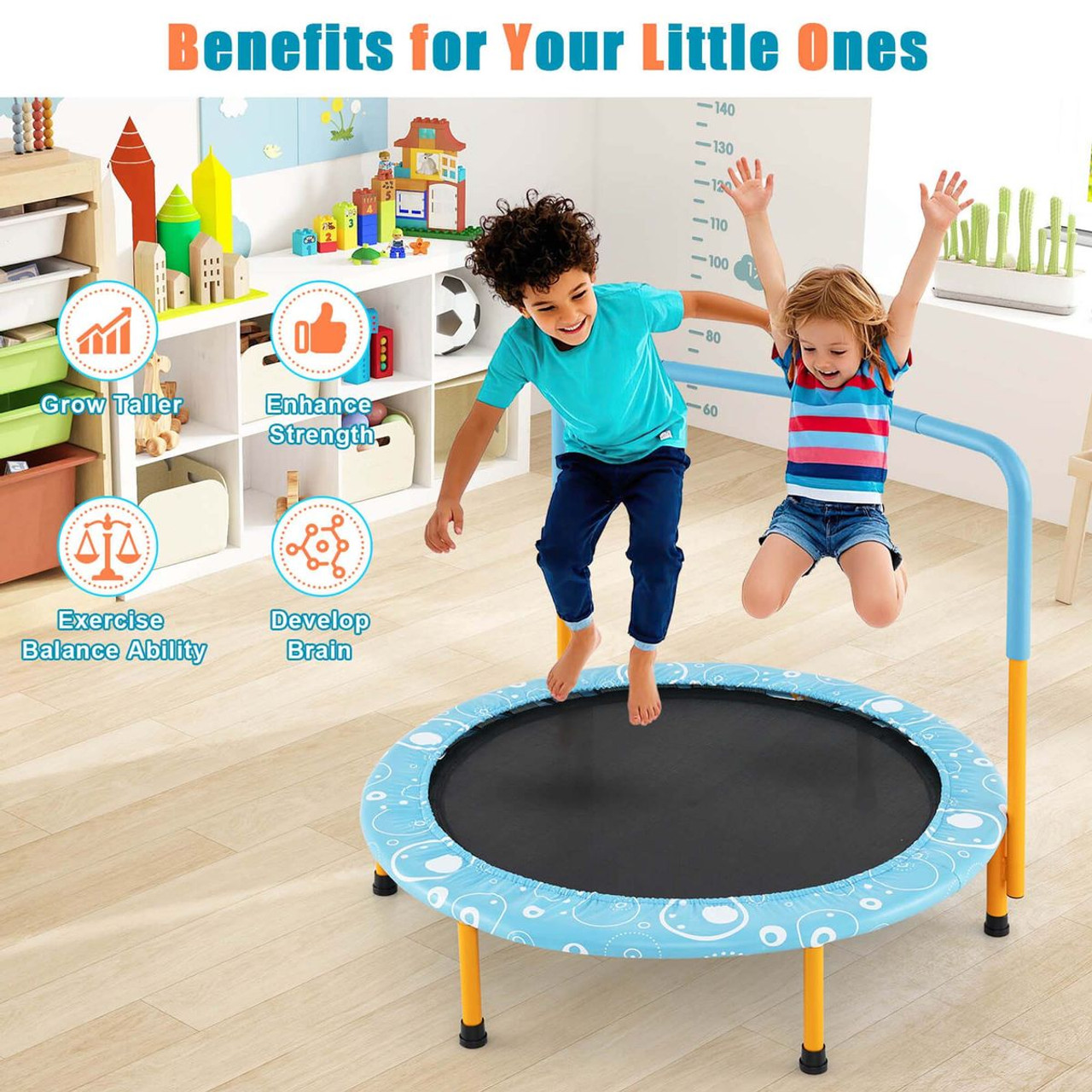 36'' Kids Trampoline Rebounder with Handrail product image 36'' Kids Trampoline Rebounder with Handrail product image