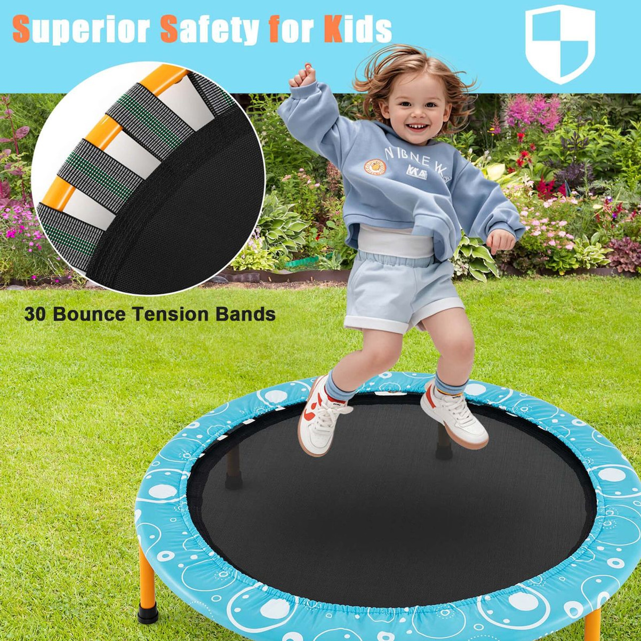 36'' Kids Trampoline Rebounder with Handrail product image 36'' Kids Trampoline Rebounder with Handrail product image
