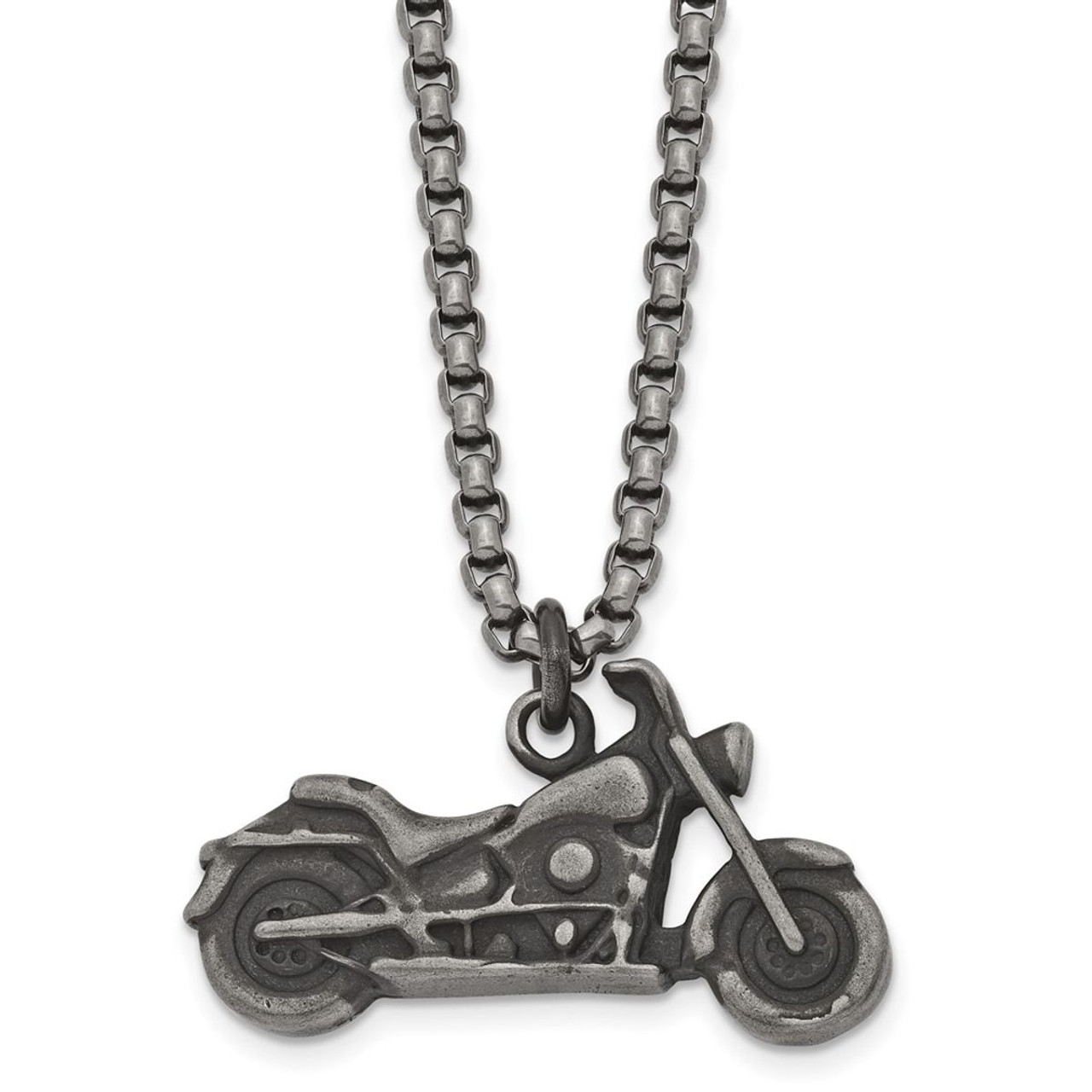 25.5" Stainless Steel Antiqued Motorcycle Necklace  product image 25.5" Stainless Steel Antiqued Motorcycle Necklace  product image