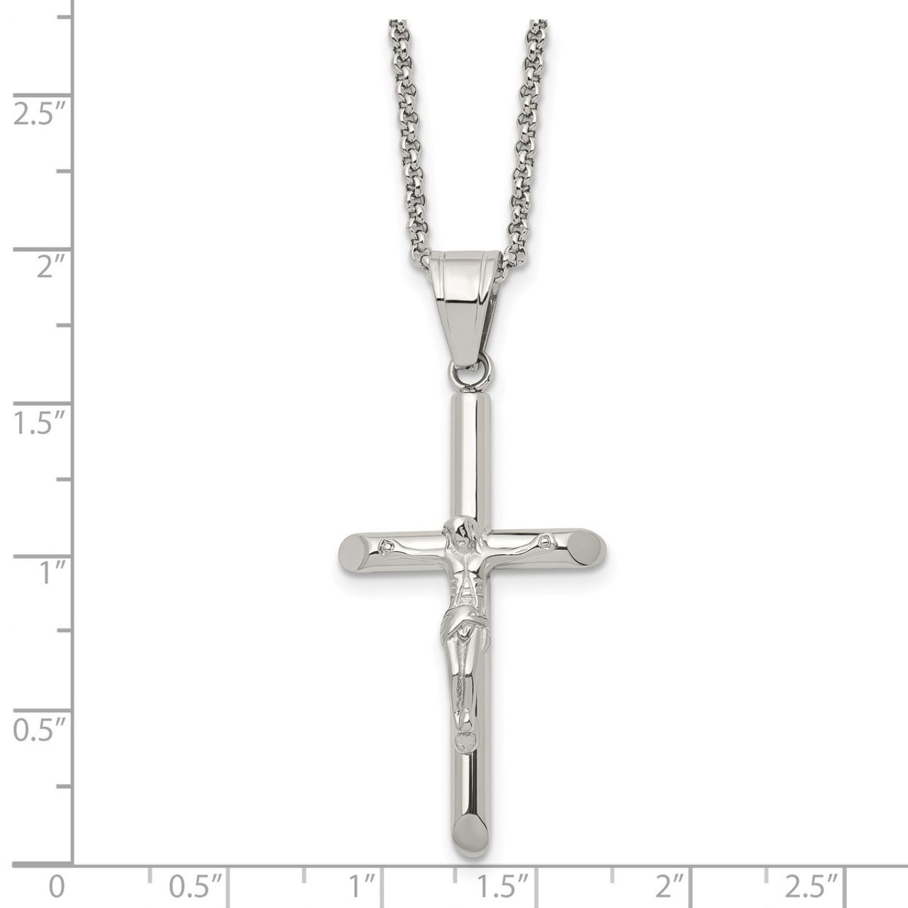 Stainless Steel Polished Crucifix 22in Necklace product image
