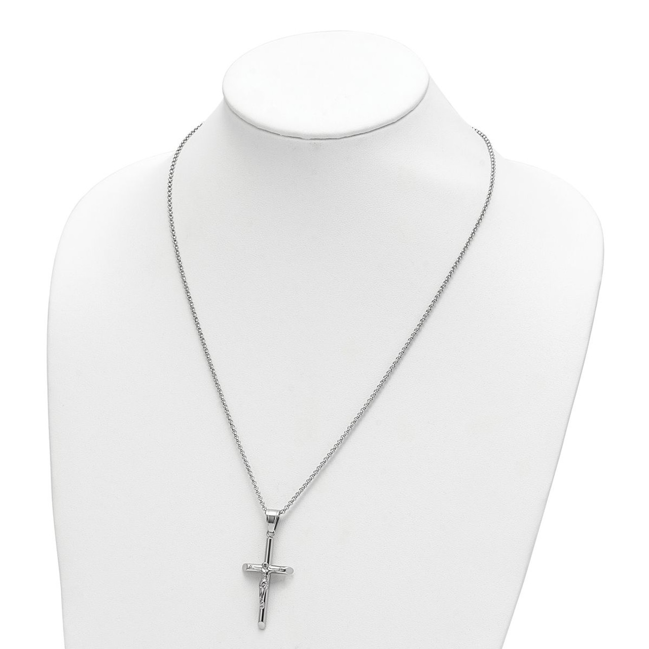 Stainless Steel Polished Crucifix 22in Necklace product image