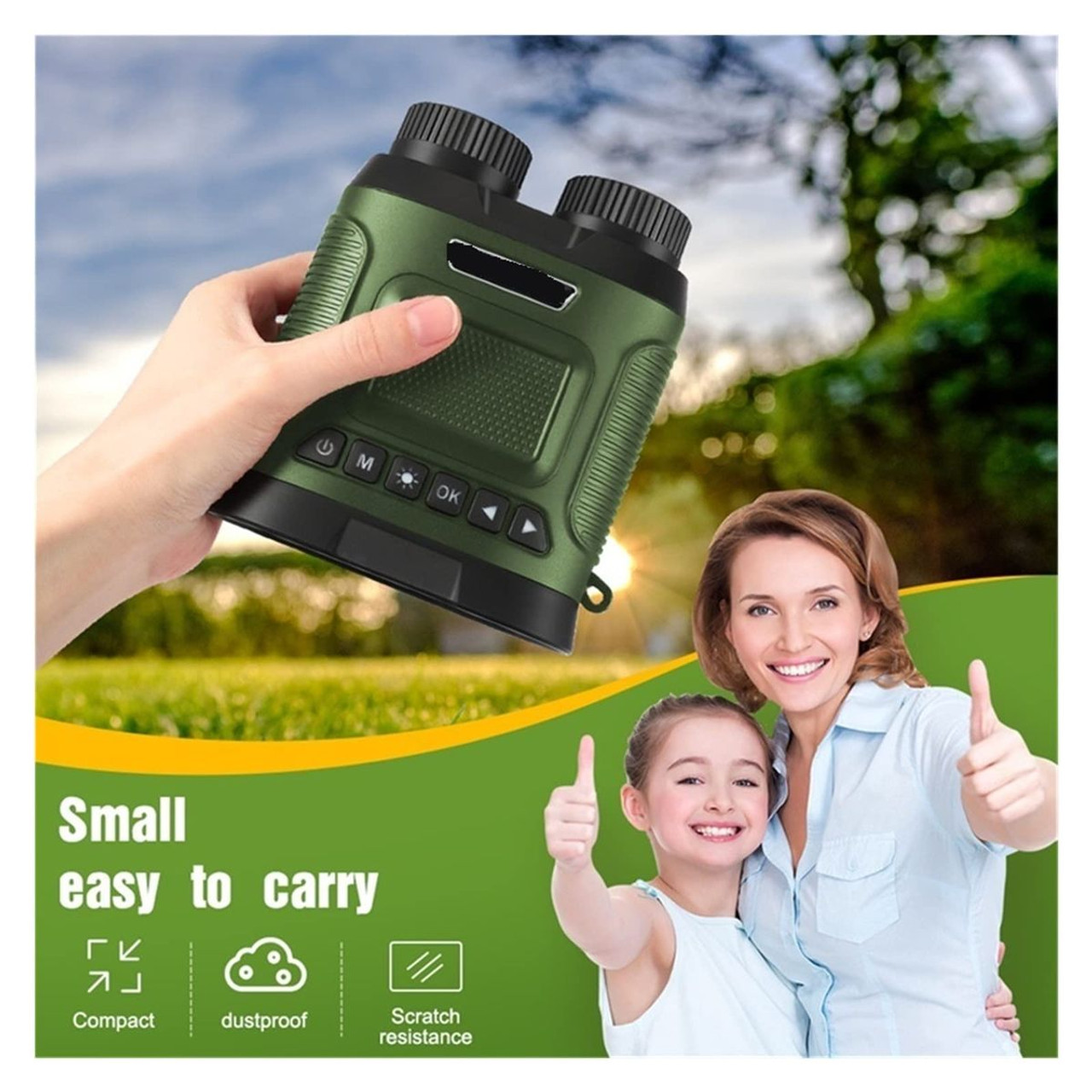 Night Vision Binoculars 8X Digital Zoom Powerful IR Illuminator 350m Range 2500mAh Lithium Battery for Outdoor Color Green product image