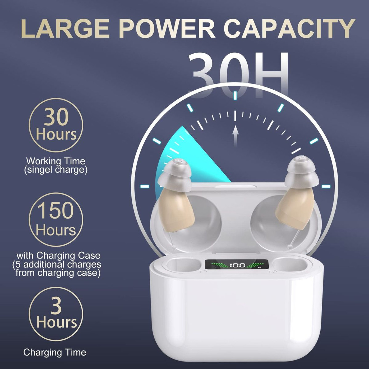 Hearing Aids,Digital Rechargeable OTC Hearing Aids for Seniors with Charging Case,Invisible Hearing Amplifier with Noise Reduction (Beige) product image