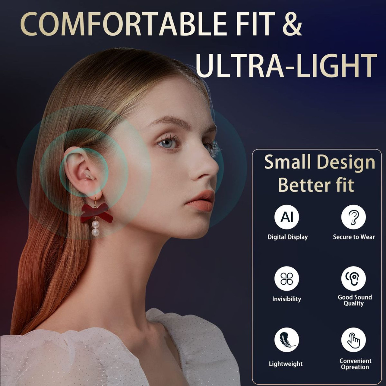 Hearing Aids,Digital Rechargeable OTC Hearing Aids for Seniors with Charging Case,Invisible Hearing Amplifier with Noise Reduction (Beige) product image