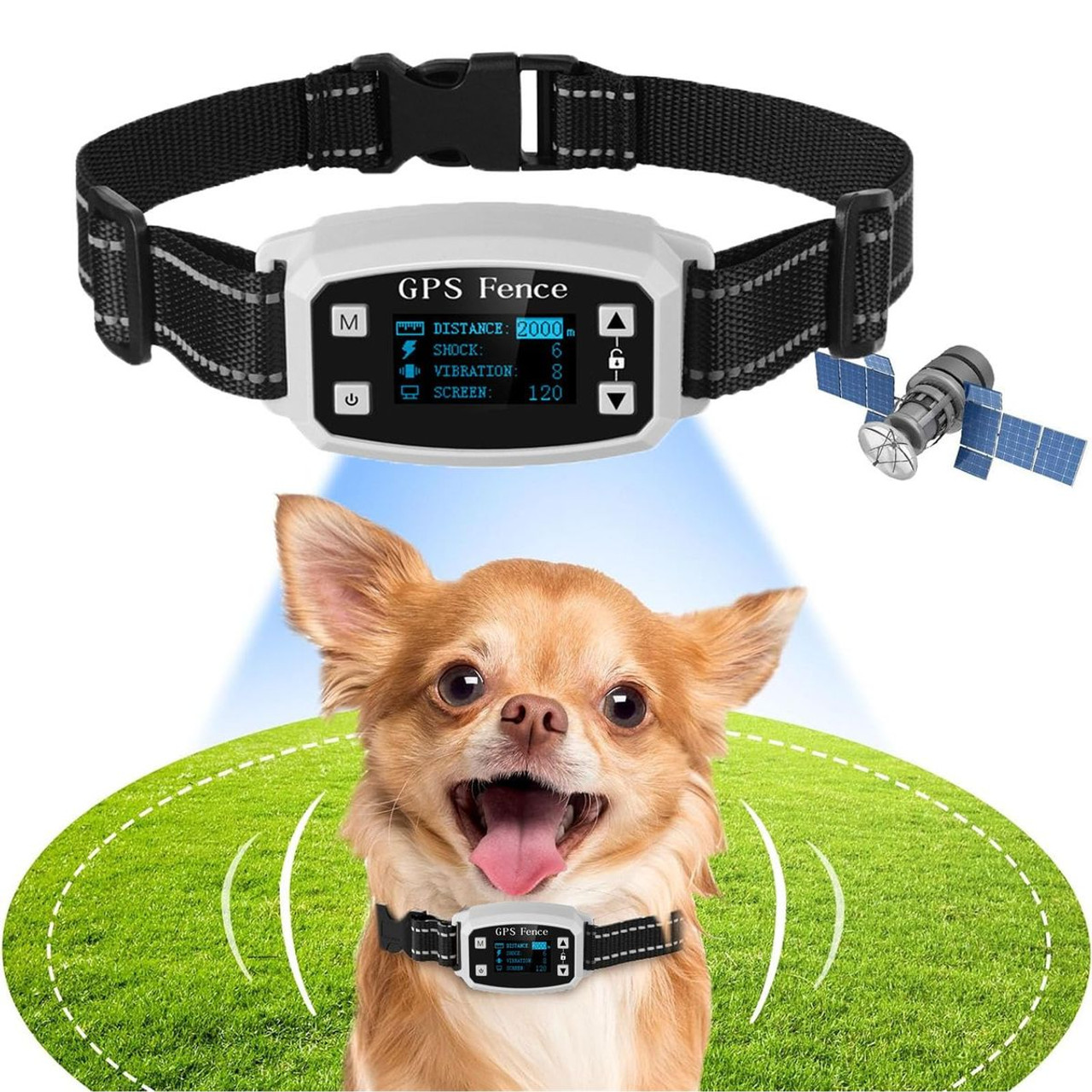 GPS Wireless Dog Fence,Boundary Containment System Safe Effective Beep Shock Dog Fence, Waterproof Training Collar Adjustable Control Range,White product image GPS Wireless Dog Fence,Boundary Containment System Safe Effective Beep Shock Dog Fence, Waterproof Training Collar Adjustable Control Range,White product image