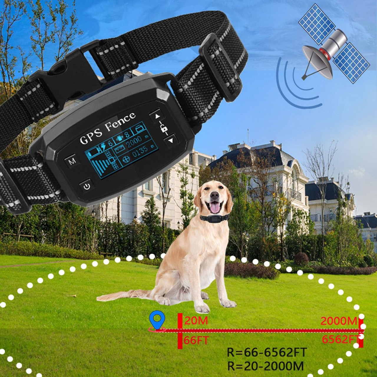 GPS Wireless Dog Fence,Boundary Containment System Safe Effective Beep Shock Dog Fence, Waterproof Training Collar Adjustable Control Range,White product image GPS Wireless Dog Fence,Boundary Containment System Safe Effective Beep Shock Dog Fence, Waterproof Training Collar Adjustable Control Range,White product image