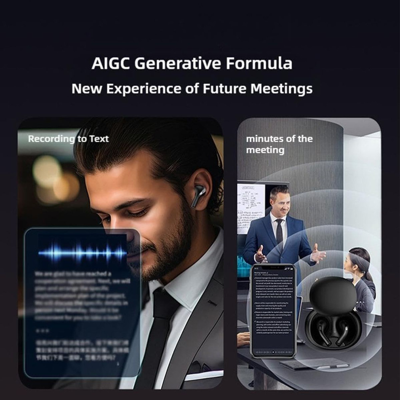 144 Language AI Translator Headphones Bluetooth 5.4 Simultaneous Interpretation Earphone Ai Voice Real Time Translator Earbuds Color Grey product image