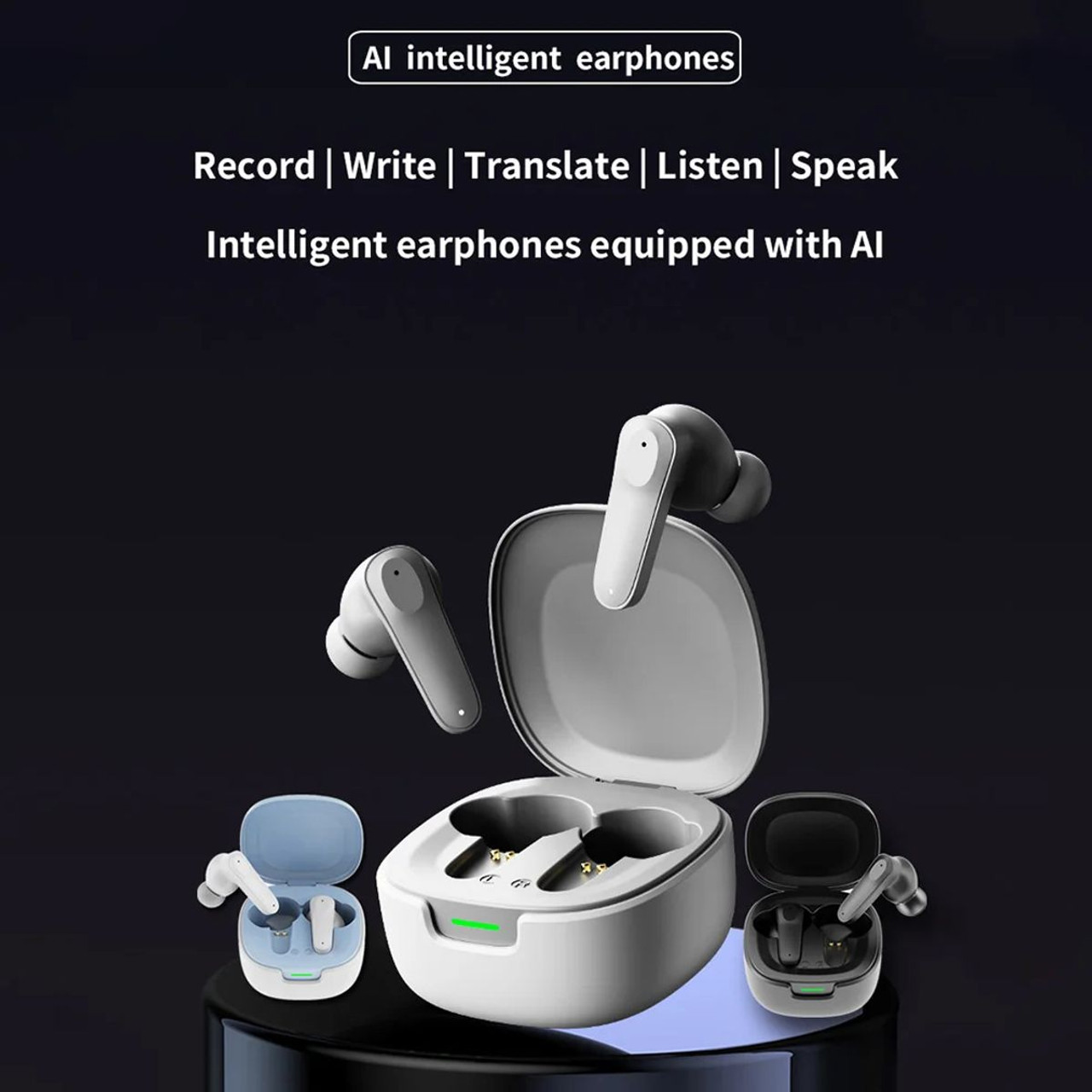 144 Language AI Translator Headphones Bluetooth 5.4 Simultaneous Interpretation Earphone Ai Voice Real Time Translator Earbuds Color Grey product image
