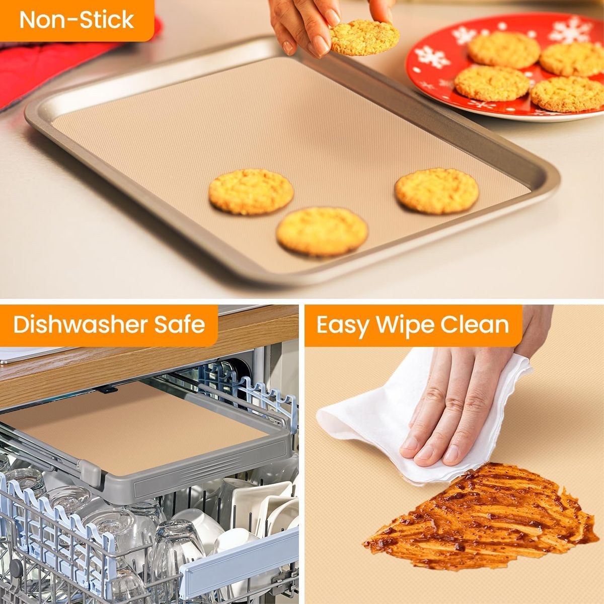 Non-Stick Silicone Baking Mat Roll Heat Resistant Pastry Dough Counter Protector 30×244cm With Non Slip Surface And Oven Safe Design product image