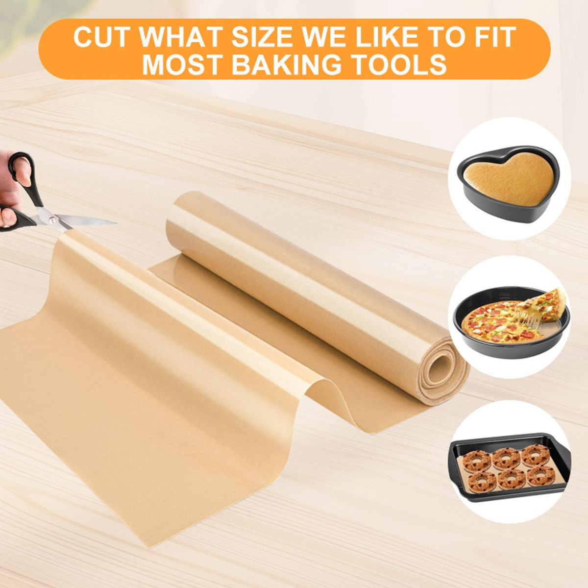 Non-Stick Silicone Baking Mat Roll Heat Resistant Pastry Dough Counter Protector 30×244cm With Non Slip Surface And Oven Safe Design product image