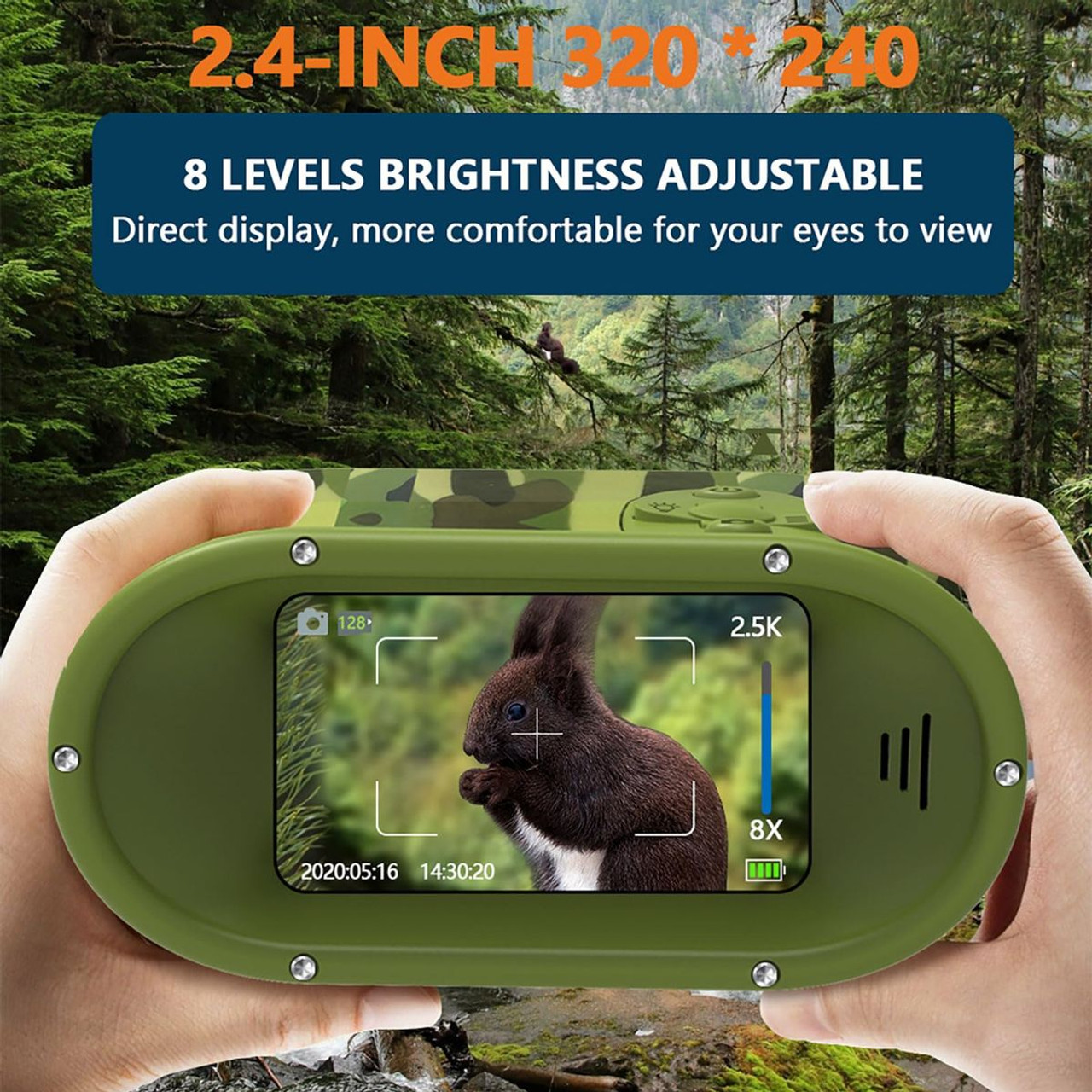 2.5K Night Vision Goggles for Kids,Woodland Camouflage Night Vision Binoculars for Age 8-12,Binoculars with 2.4 Inch Screen 8X Digital Zoom for Camping product image