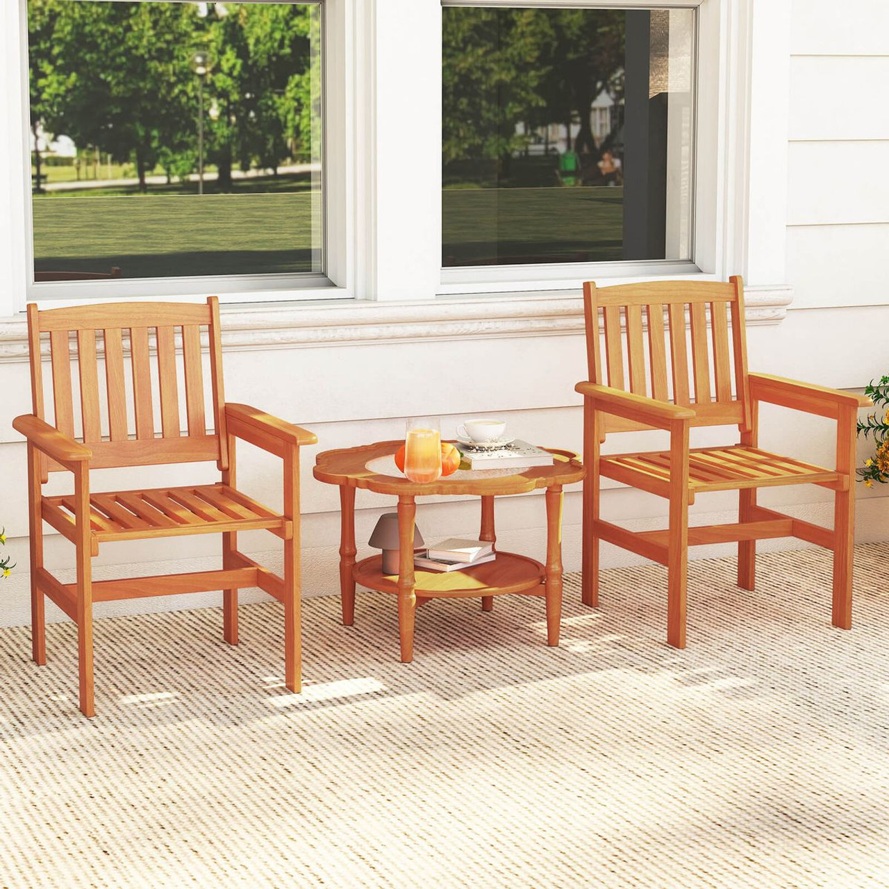 Outdoor Wooden Dining Chairs with Inclined Backrest product image Outdoor Wooden Dining Chairs with Inclined Backrest product image