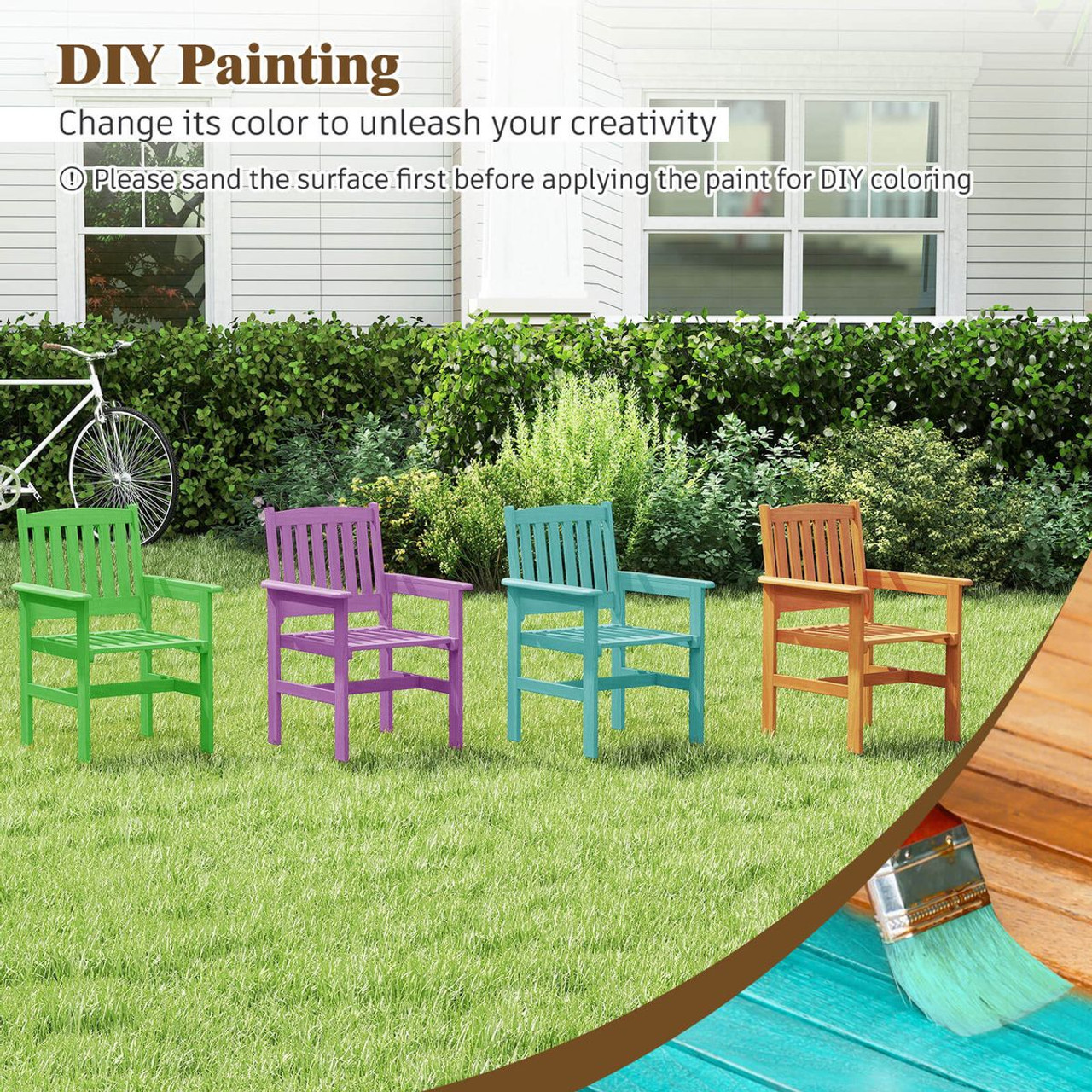 Outdoor Wooden Dining Chairs with Inclined Backrest product image Outdoor Wooden Dining Chairs with Inclined Backrest product image