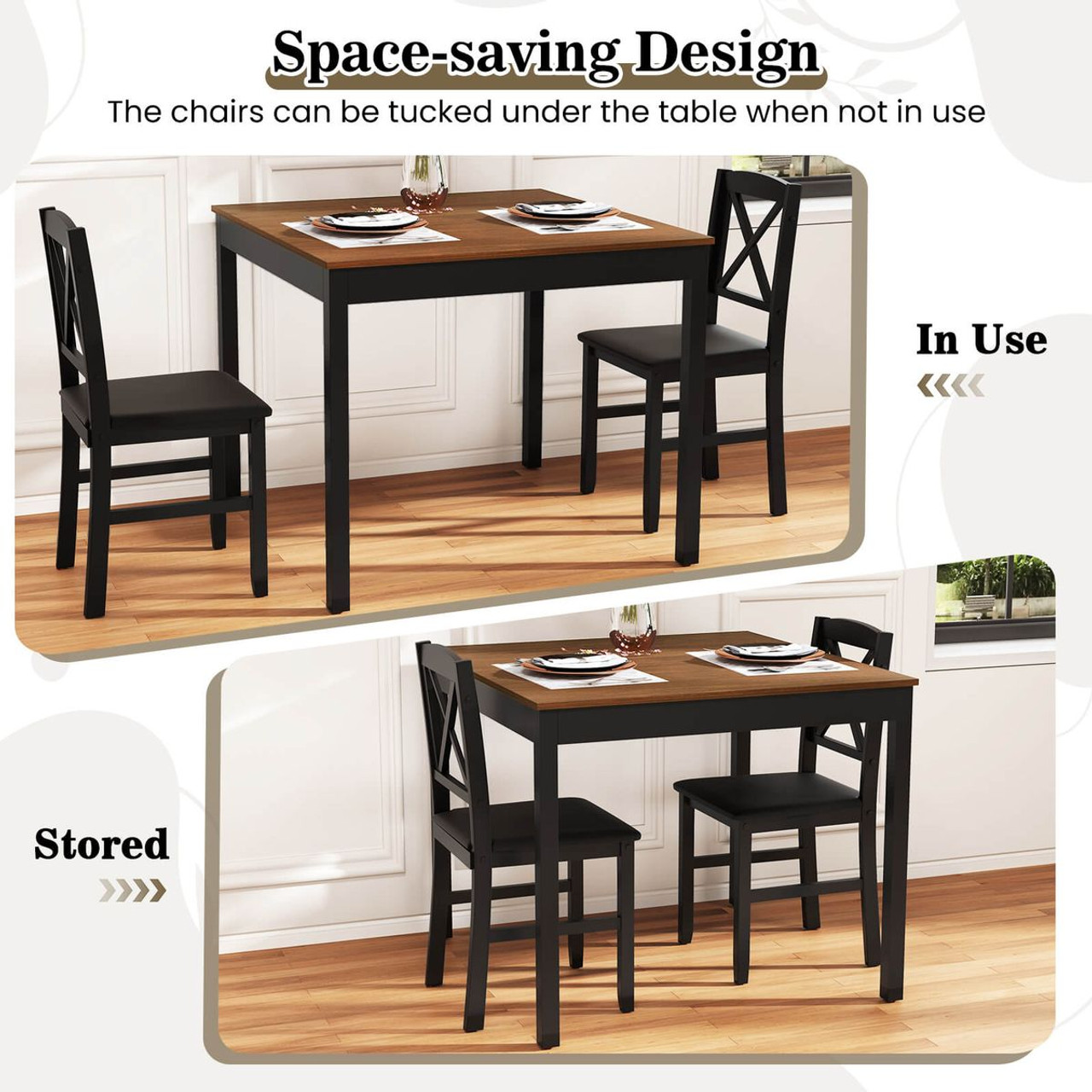 3-Piece Dining Table Set with Upholstered Seats  product image