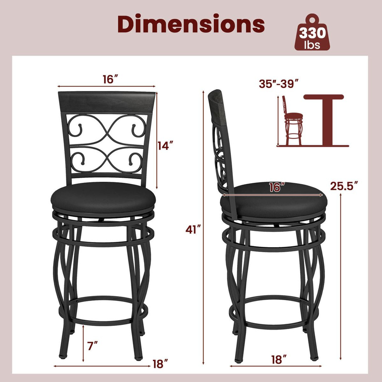  26" Vintage Swivel Bar Stools  product image