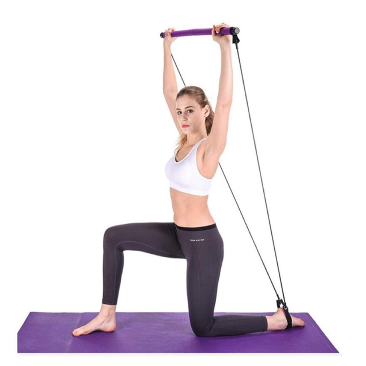 Portable Pilates Exercise Bar with Resistance Band Loops product image