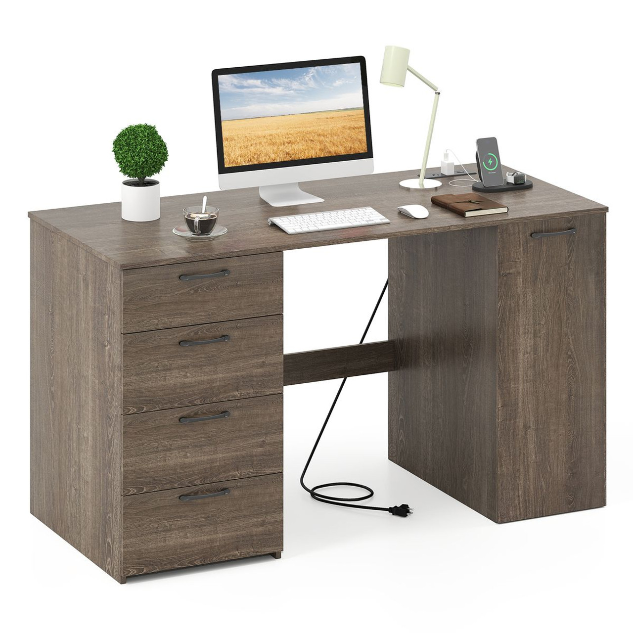 53" Computer Desk with Built-In Power Outlets  product image