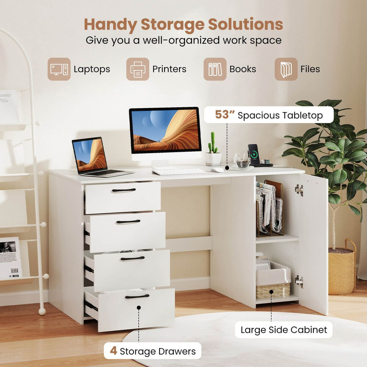 53" Computer Desk with Built-In Power Outlets  product image