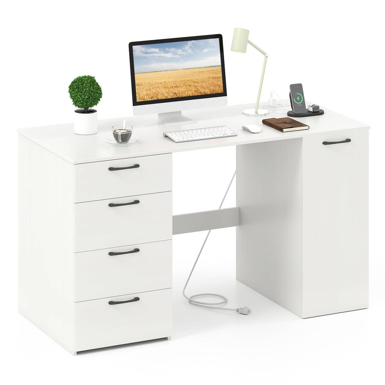 53" Computer Desk with Built-In Power Outlets  product image