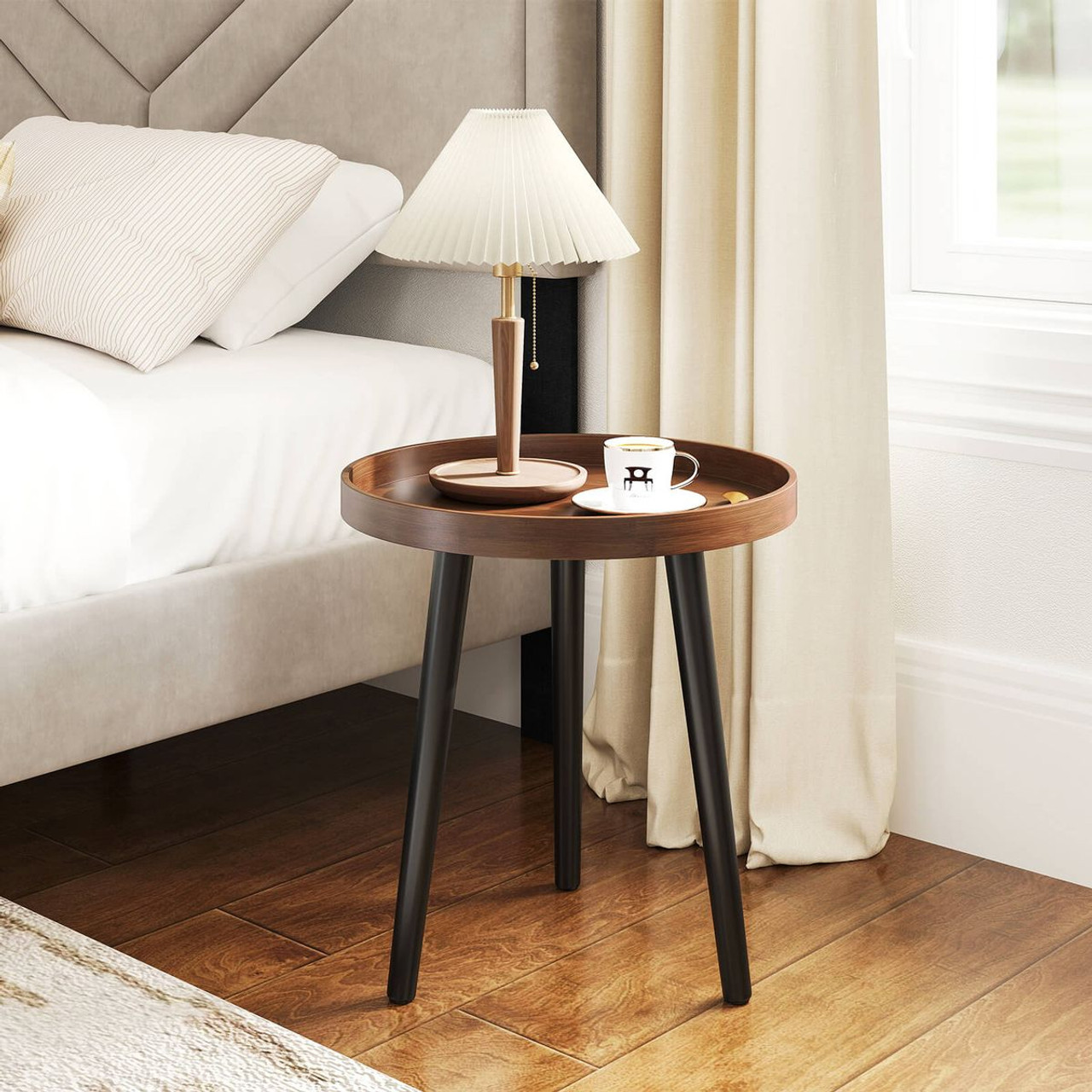 Round Side Table  with Solid Legs and Thickened Tray product image