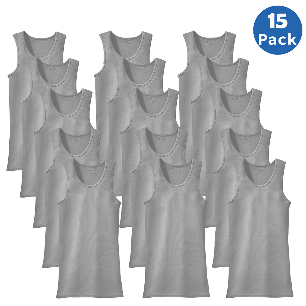 Men's Ribbed Classic Cotton Tank Tops (5- or 15-Pack) product image