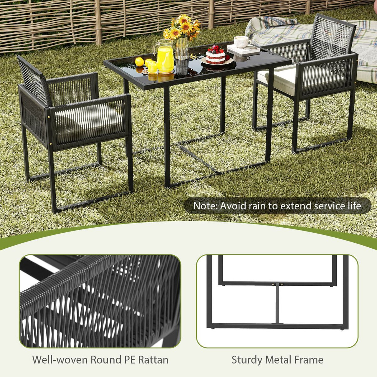 3-Piece Patio PE Wicker Furniture Set  product image